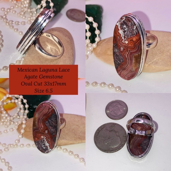 Dazzling! Mexican Laguna Lace Agate Gemstone Handmade Ring - Picture 6 of 6